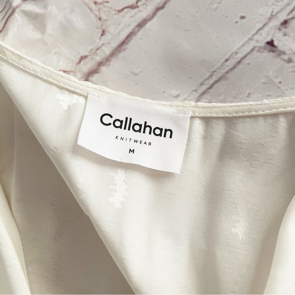 Callahan Sami Dress in Cream Satin Wrap Midi Elegant Minimalist Resort Chic M - Picture 8 of 13